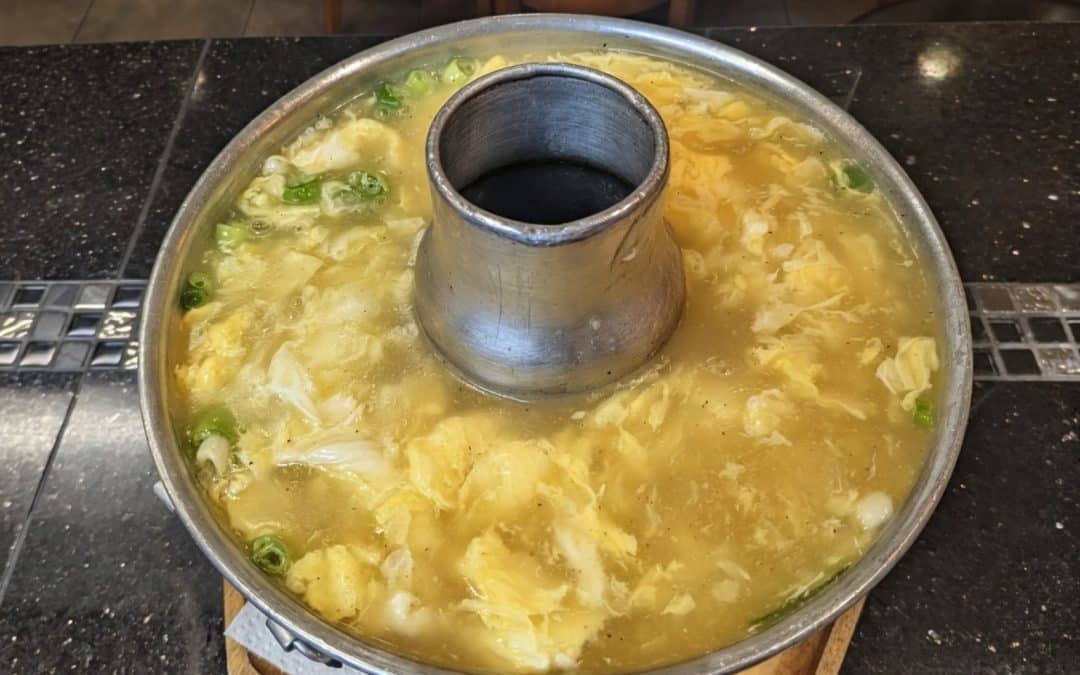Egg Drop Soup with mixed vegetables, egg, and scallions at Tasty Thai in Tempe